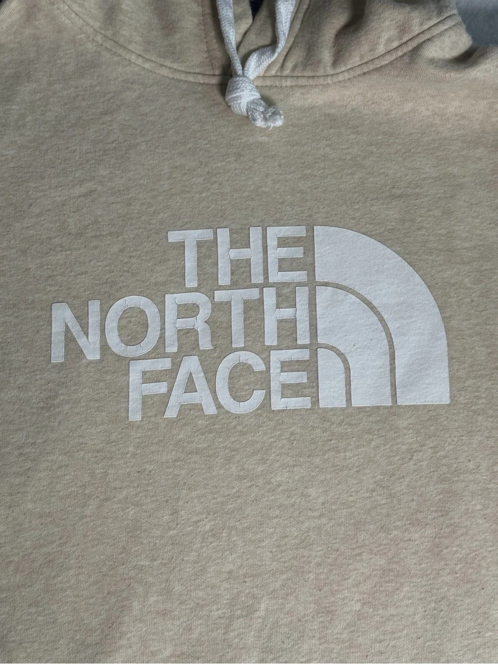 The North Face Unisex Cream Pullover Hoodie with White Logo L